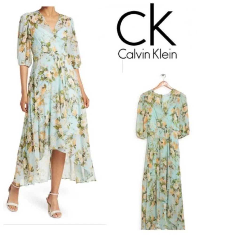 New CALVIN KLEIN Balloon-Sleeve Dress - Picture 3 of 10